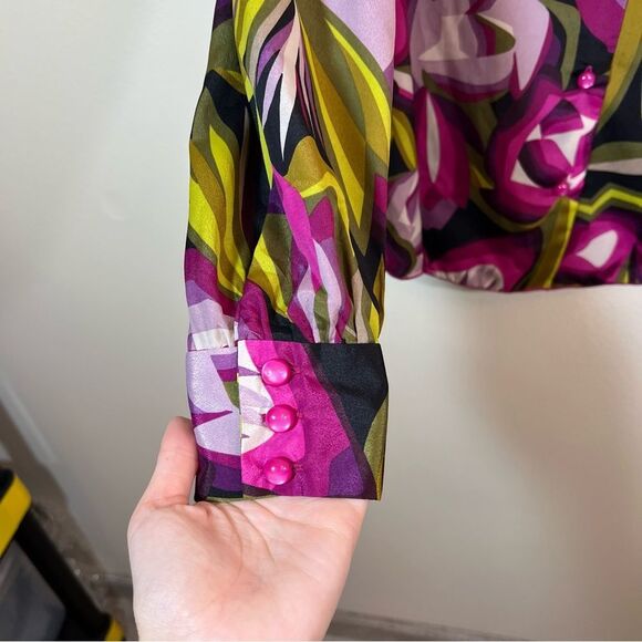 ✨ Missoni for Target Multicolor Abstract Blouse Retro Button Down Collared M - Picture 8 of 12